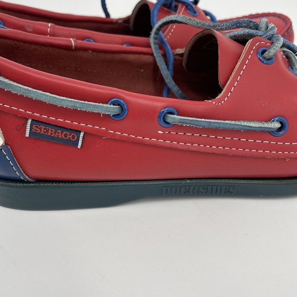 Sebago Docksides Spinnaker Colorblock Lace Up Boat Shoes Mens US Size 8.5 M Red - Picture 9 of 12